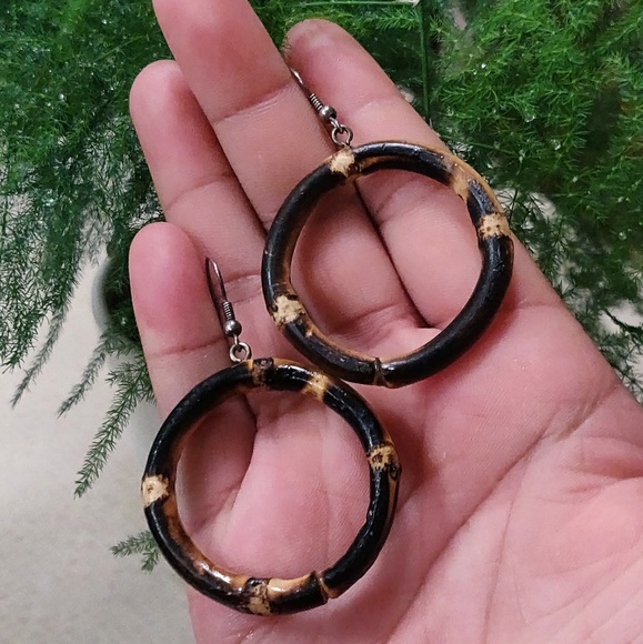 Bamboo Hoop Earrings - Picture 3 of 3
